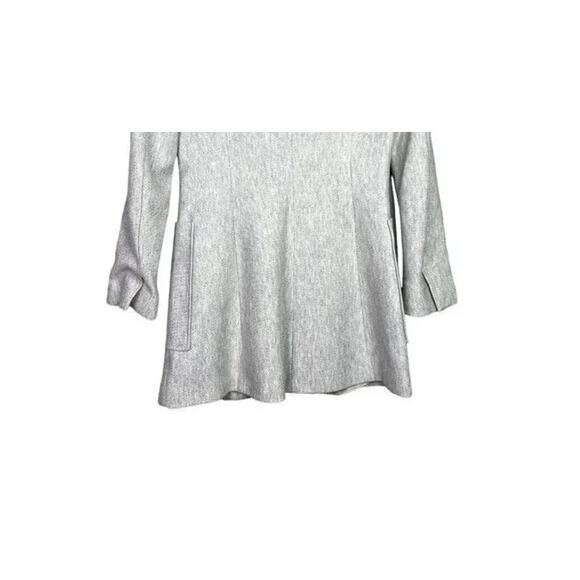 Zara Longline Herringbone Long Sleeve Jacket Blazer Zip Up Pockets M Grey #3132 - Picture 11 of 14